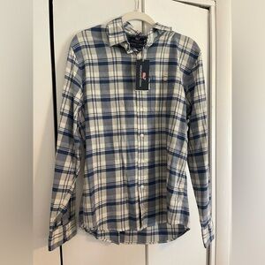 Vineyard Vines Men's Navy and White Plaid Shirt